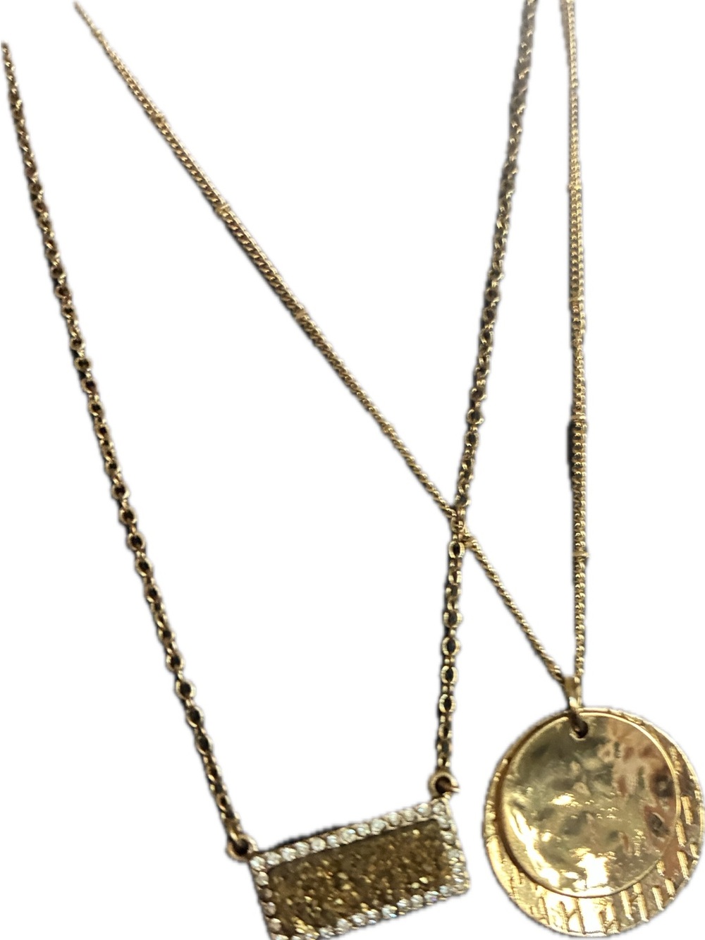 Gold Layered Coin and Pavé Bar Necklace - Gold